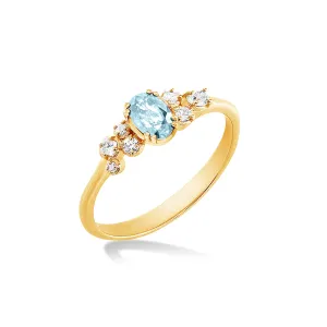 18k Oval Aquamarine & Diamond Stargazer Ring
