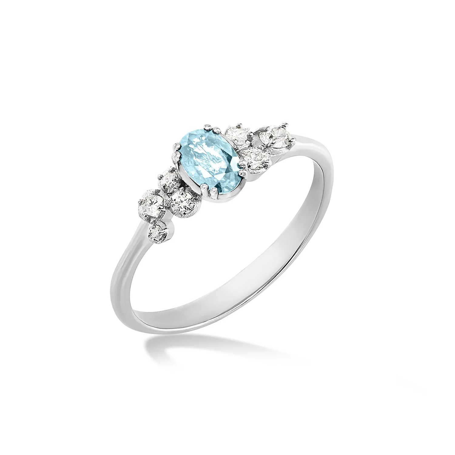 18k Oval Aquamarine & Diamond Stargazer Ring