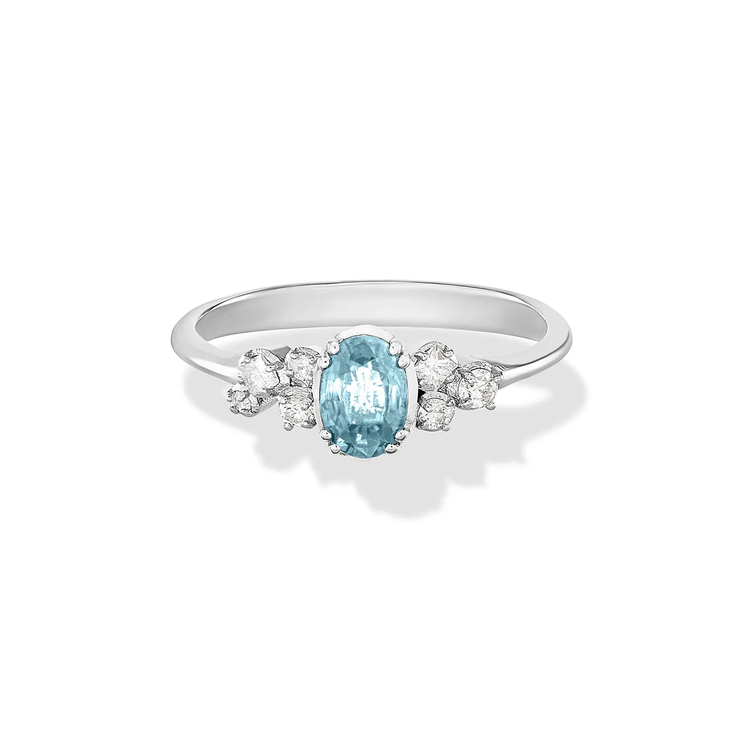 18k Oval Aquamarine & Diamond Stargazer Ring