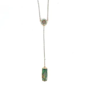 18k Rose and White Gold Opal Lariat Necklace with a Reversible "Sparkle Circle"