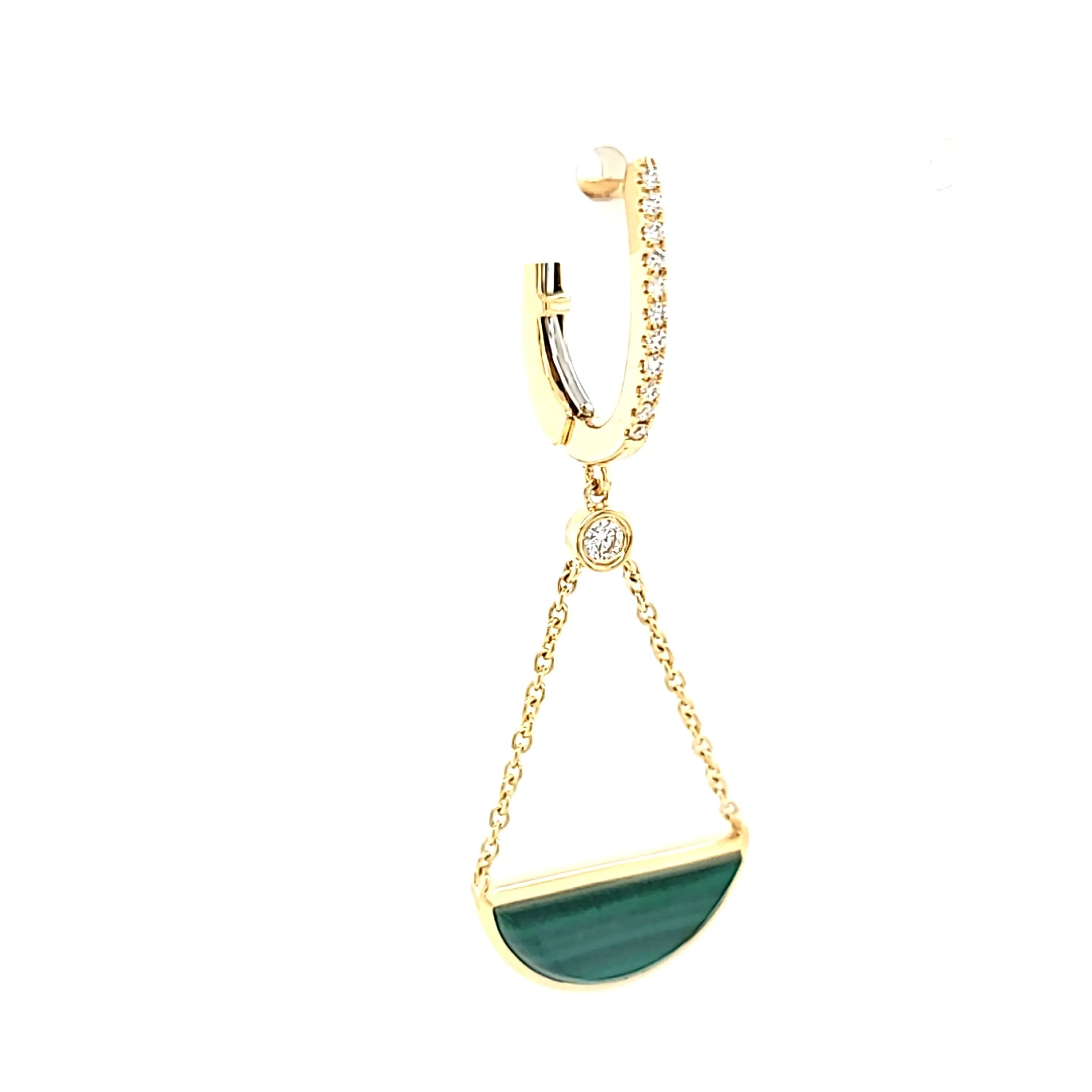 18k Yellow Gold Malachite Dangle Earrings (I7694)