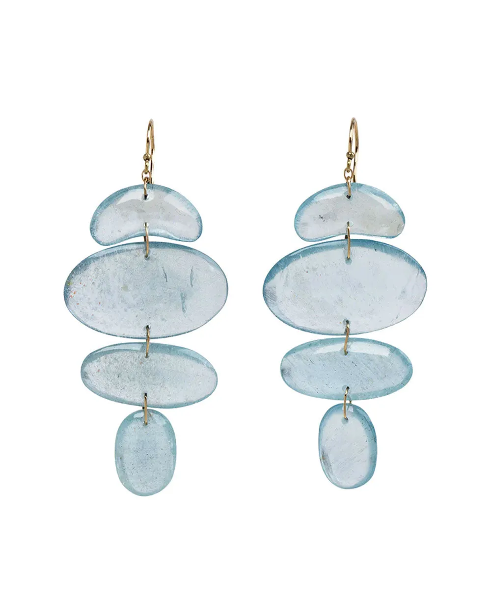 18k Yellow Gold Small Totem II Aquamarine Earrings