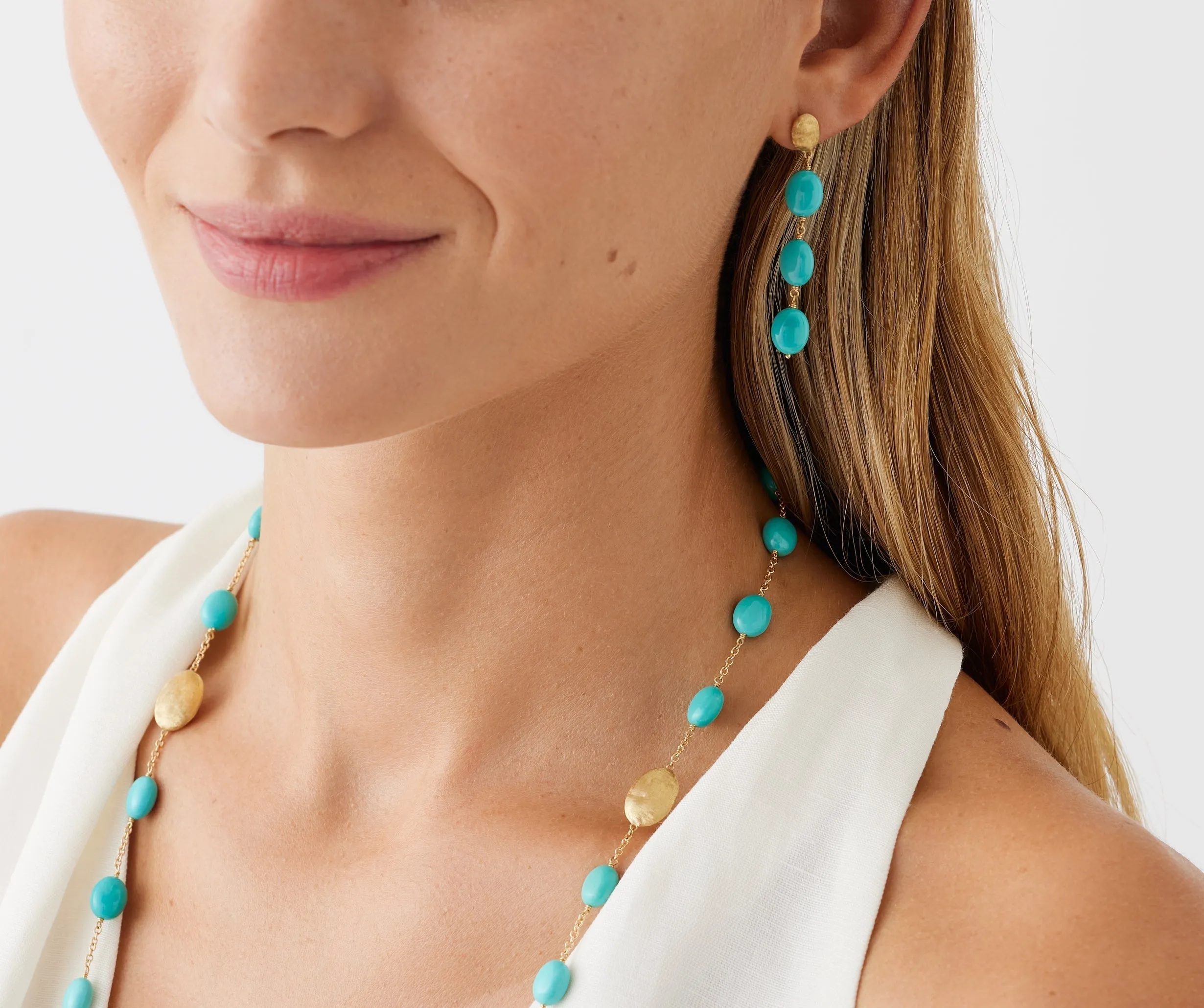 18K Yellow Gold Statement Earrings with Turquoise