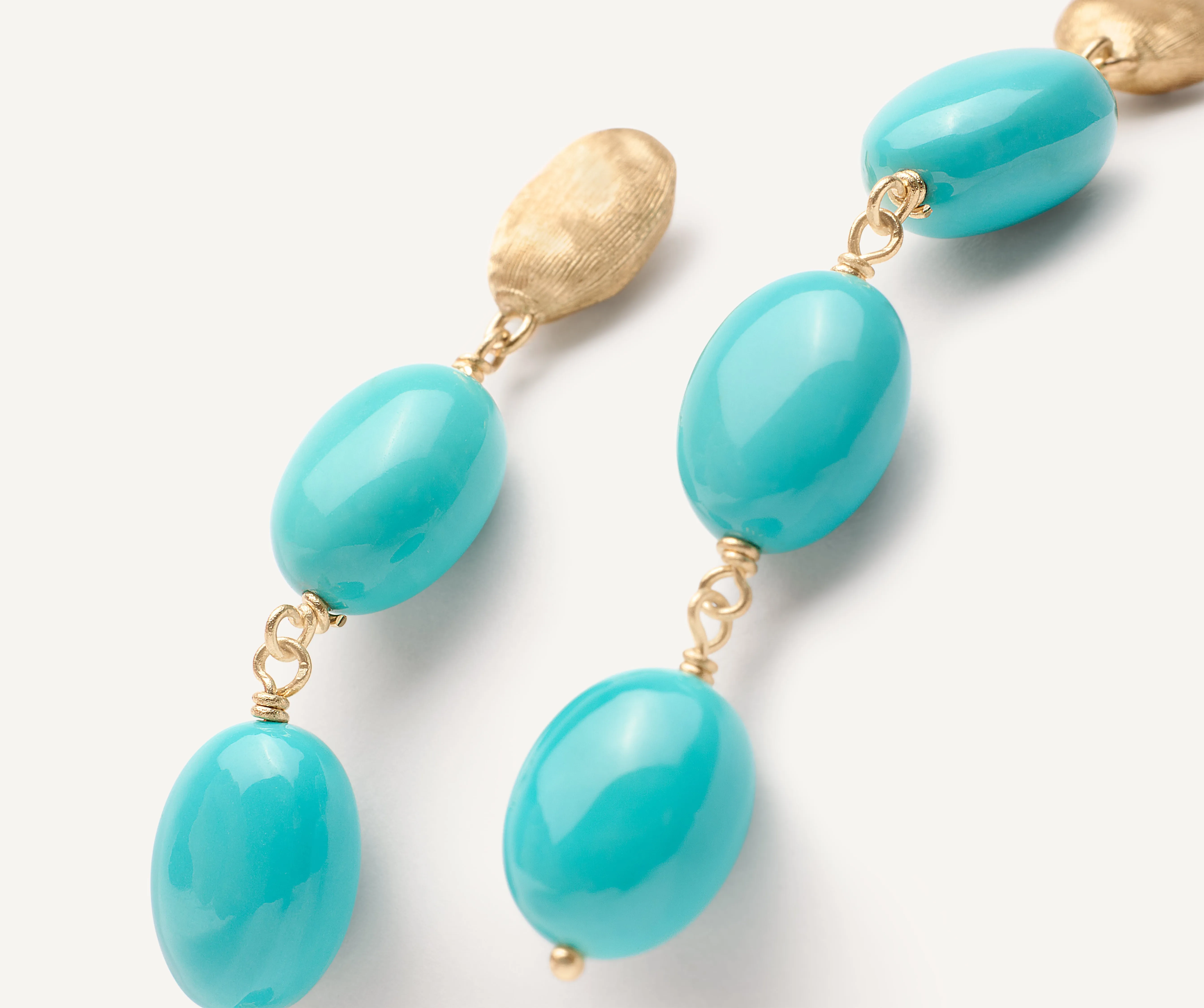 18K Yellow Gold Statement Earrings with Turquoise