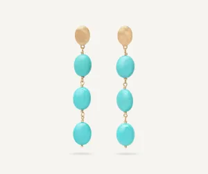 18K Yellow Gold Statement Earrings with Turquoise