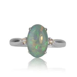 18kt White Gold Opal and Diamond ring