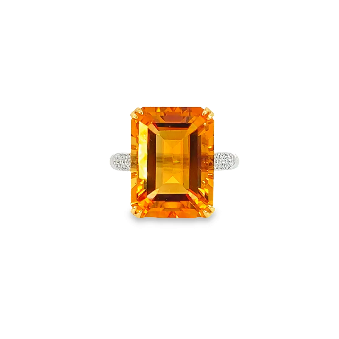 18kt Yellow and White Gold Citrine 11.8ct and Diamond ring