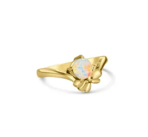 18kt Yellow Gold fancy solitaire Black Opal ring