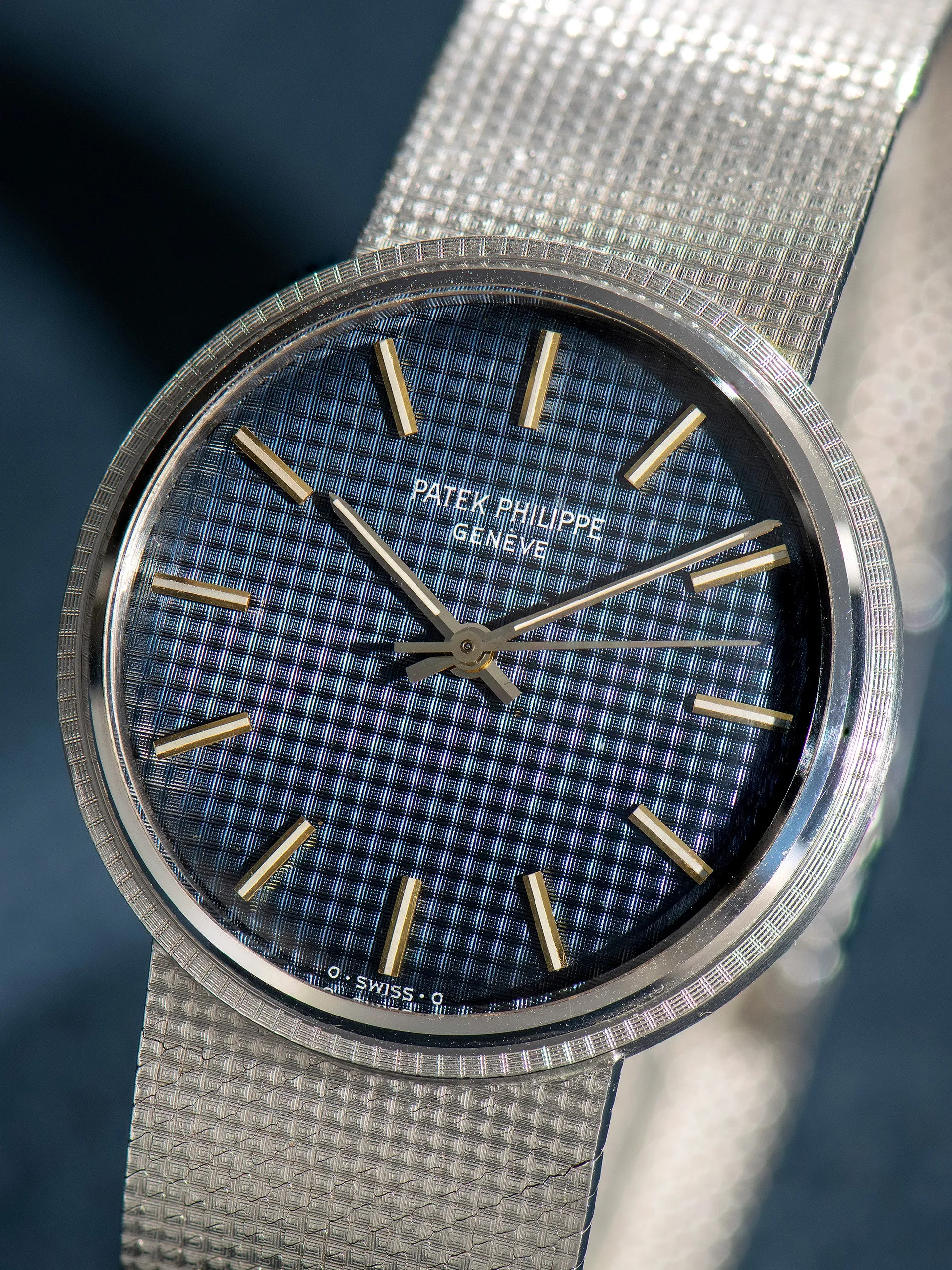 1970s Patek Philippe 18K WG 'Clou de Paris' (Ref. 3563 3) Blue Dial