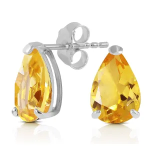 3.15 Carat 14K Solid White Gold Stand Still And Let Citrine Earrings