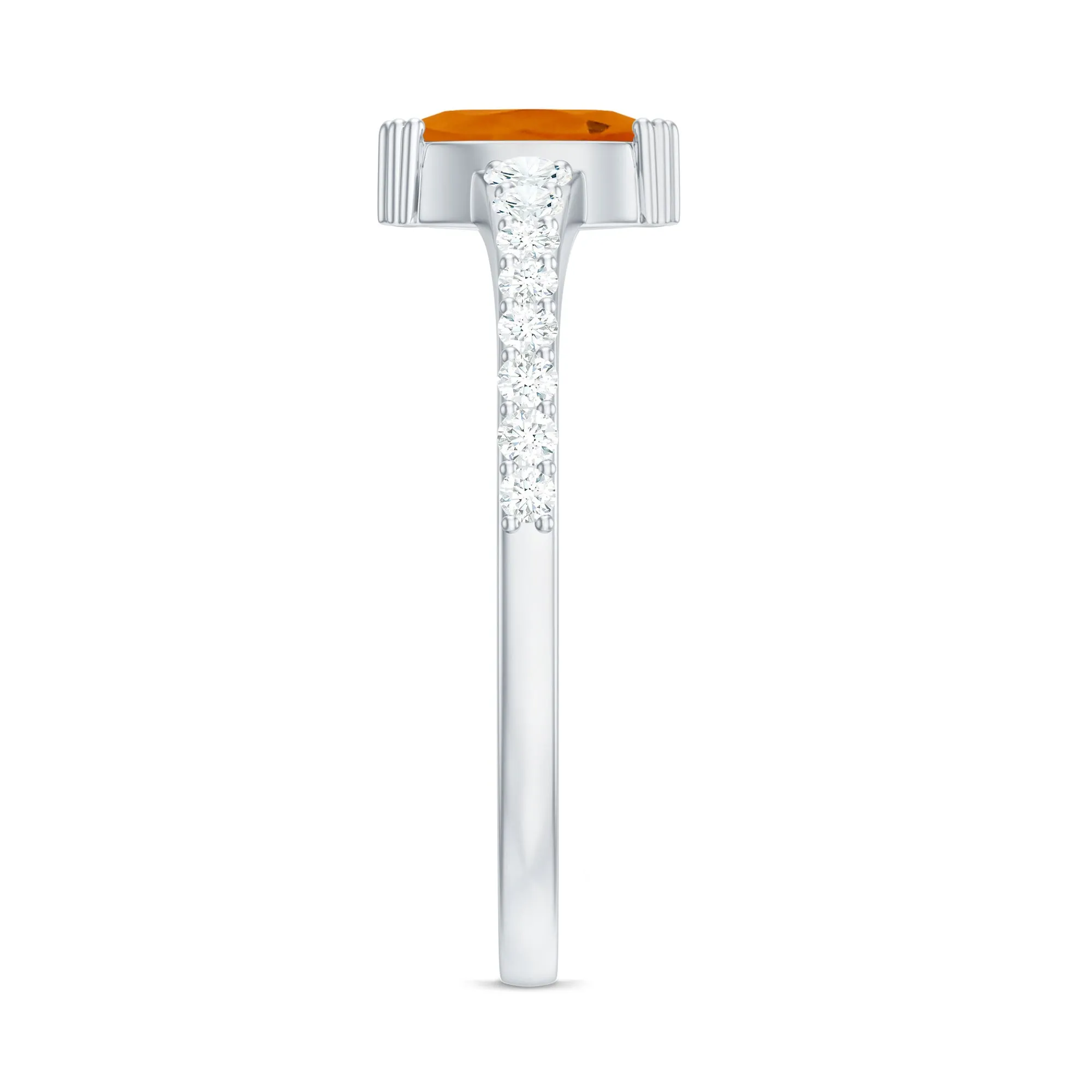 3/4 Carat Marquise Fire Opal Engagement Ring with Diamond