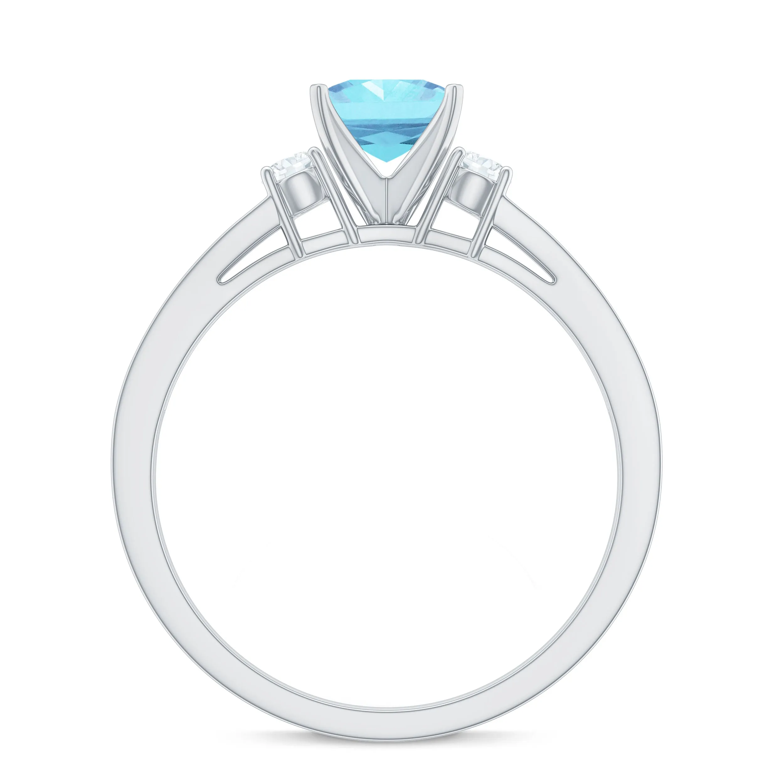 3/4 CT Classic Aquamarine Engagement Ring with Diamond