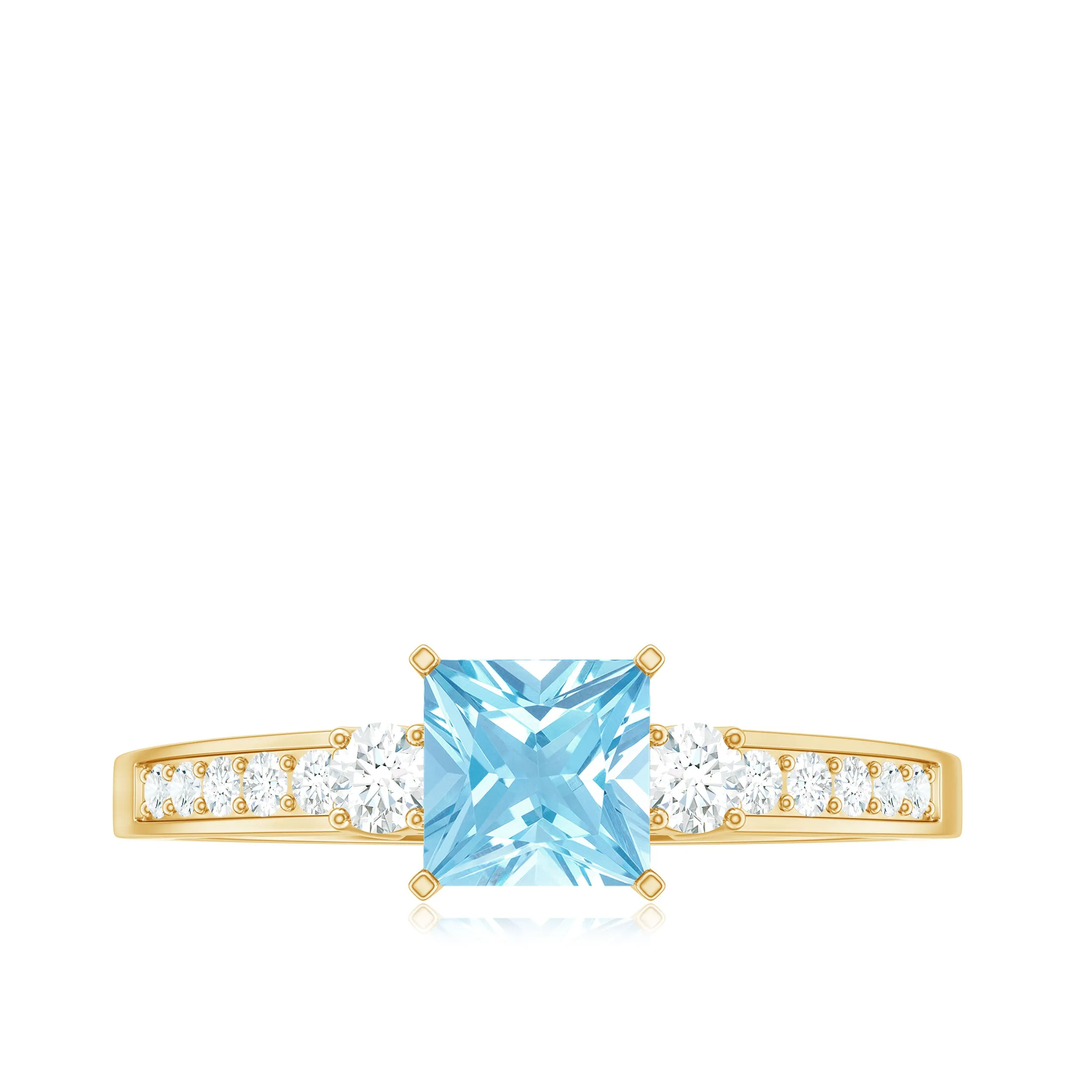 3/4 CT Classic Aquamarine Engagement Ring with Diamond