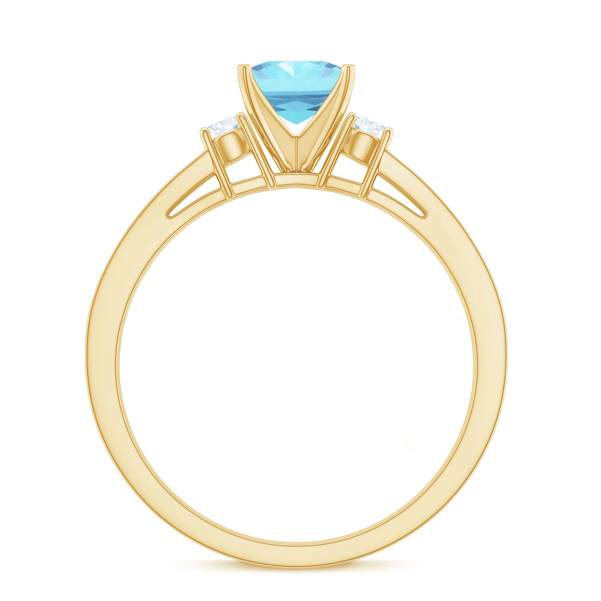 3/4 CT Classic Aquamarine Engagement Ring with Diamond