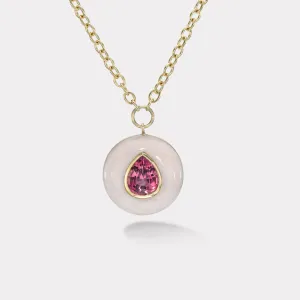 4.45ct Pink Tourmaline in Hand Carved Pink Opal Lollipop Pendant