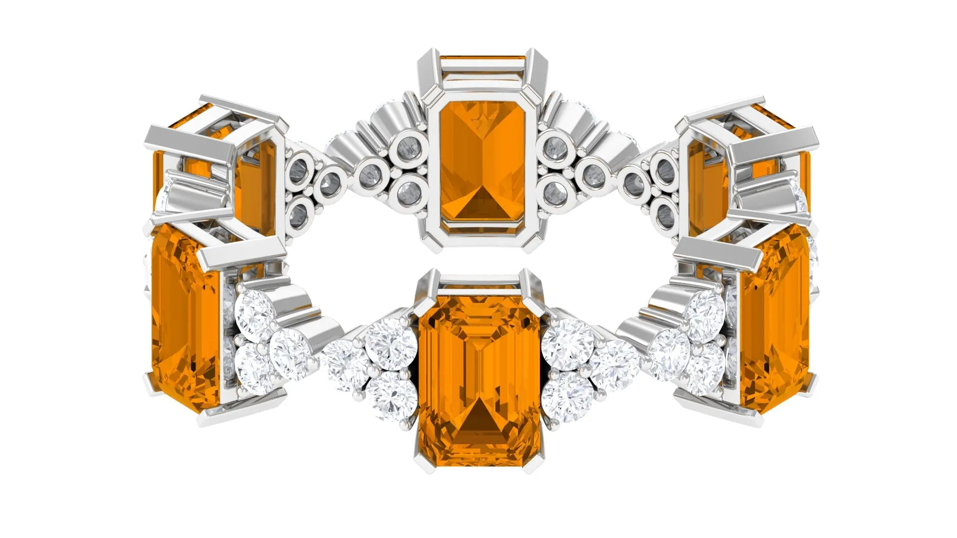 4.50 CT Emerald Cut Citrine and Moissanite Eternity Ring