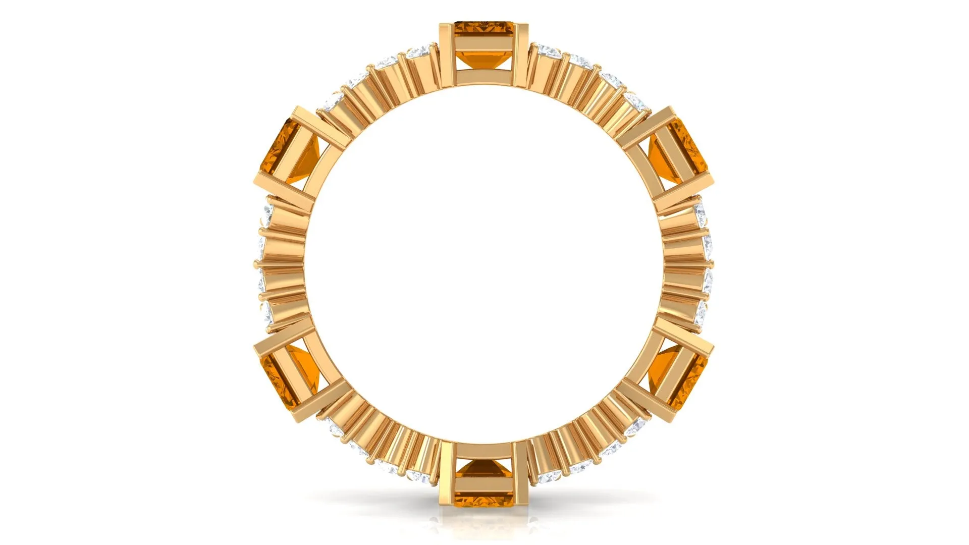 4.50 CT Emerald Cut Citrine and Moissanite Eternity Ring