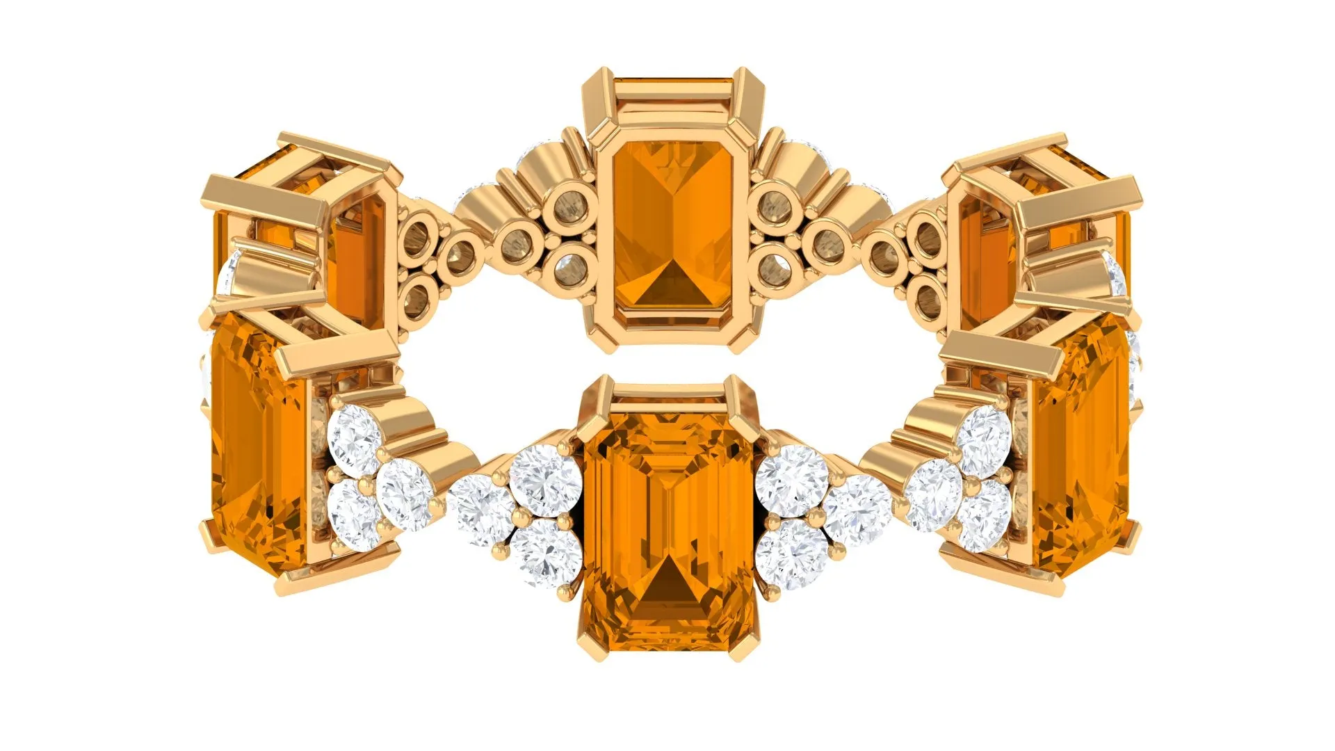 4.50 CT Emerald Cut Citrine and Moissanite Eternity Ring