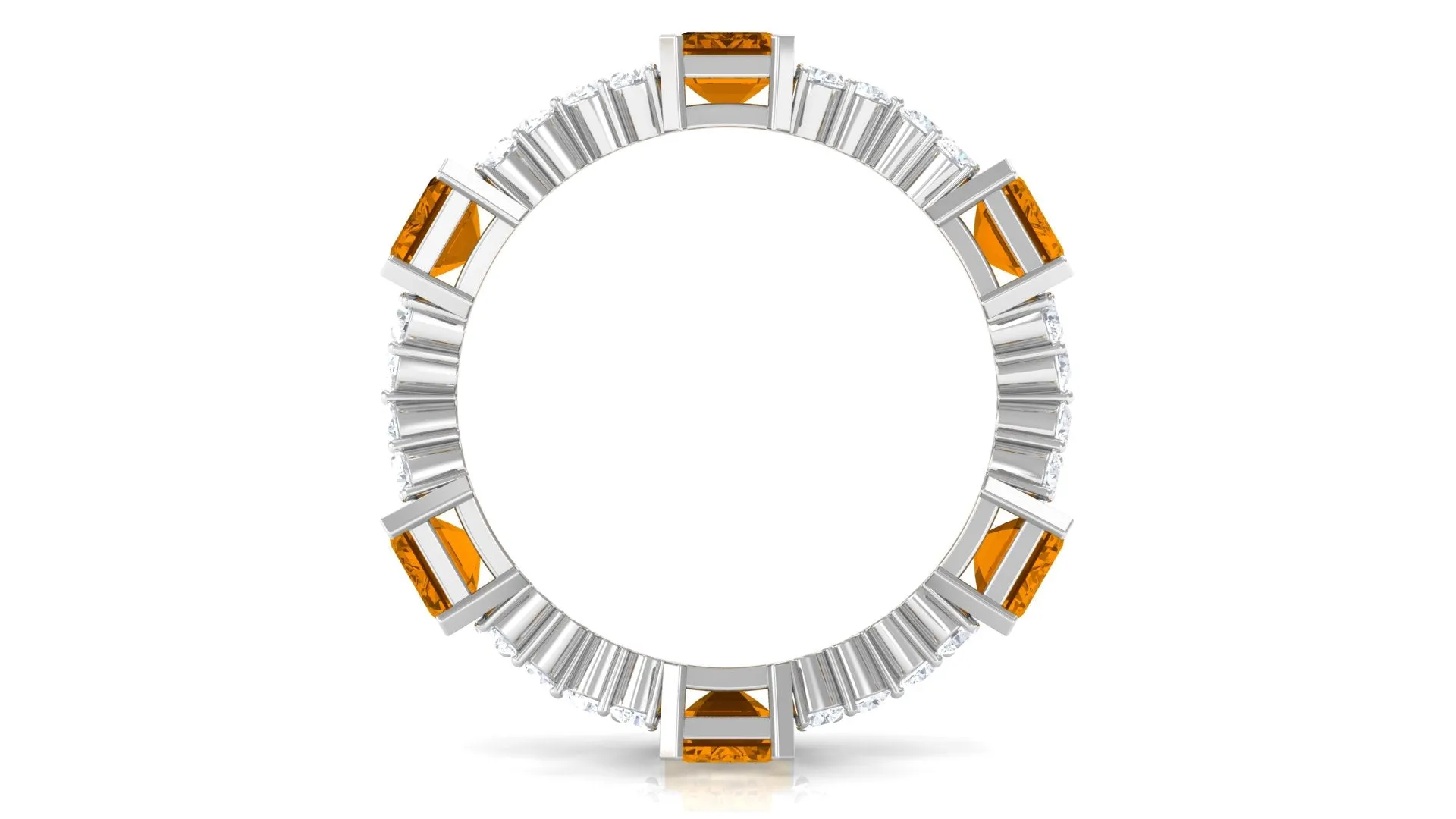 4.50 CT Emerald Cut Citrine and Moissanite Eternity Ring