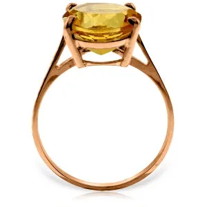 6 Carat 14K Solid Rose Gold Ring Natural Oval Citrine