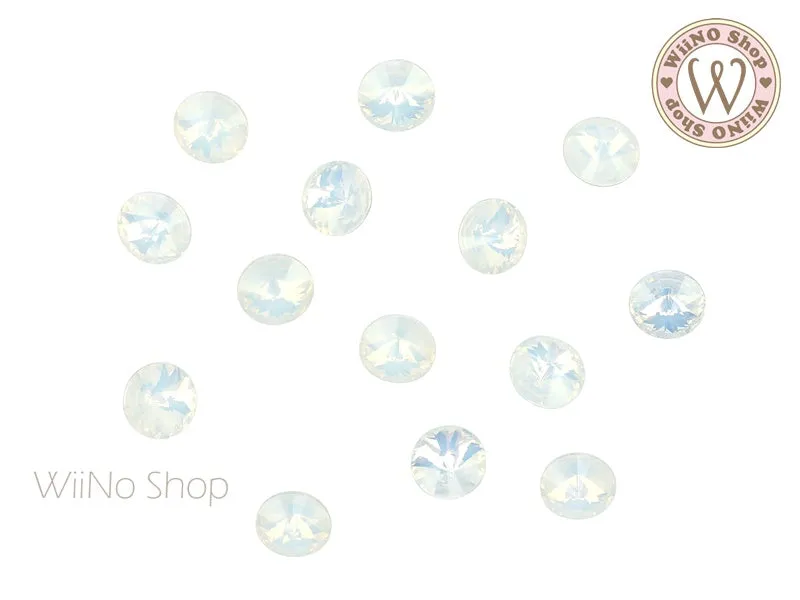 6mm 8mm Opal Round Rivoli Point Back Crystal - 5 pcs
