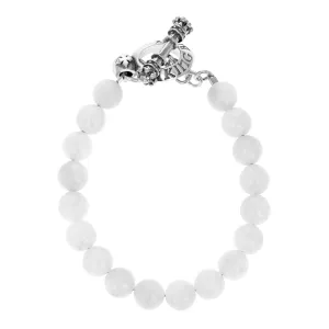 8mm Moonstone Bead Bracelet w/ Silver Clasp