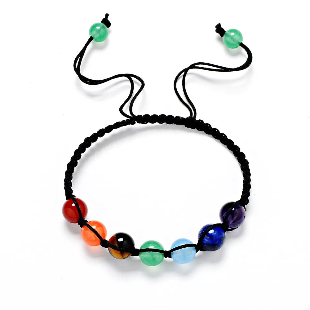 8mm natural stone amethyst seven-color rainbow 7 chakra bracelet treatment aura stone prayer balance bead bracelet