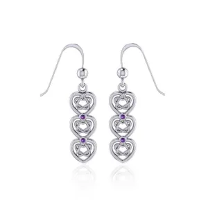 A love that goes on and on ~ Celtic Knotwork Heart Sterling Silver Dangle Earrings TER1689