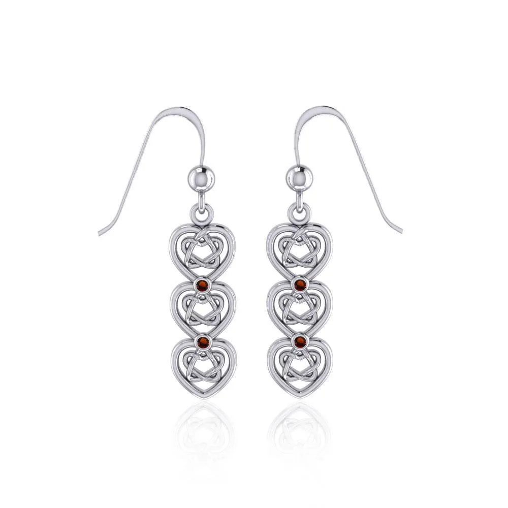 A love that goes on and on ~ Celtic Knotwork Heart Sterling Silver Dangle Earrings TER1689