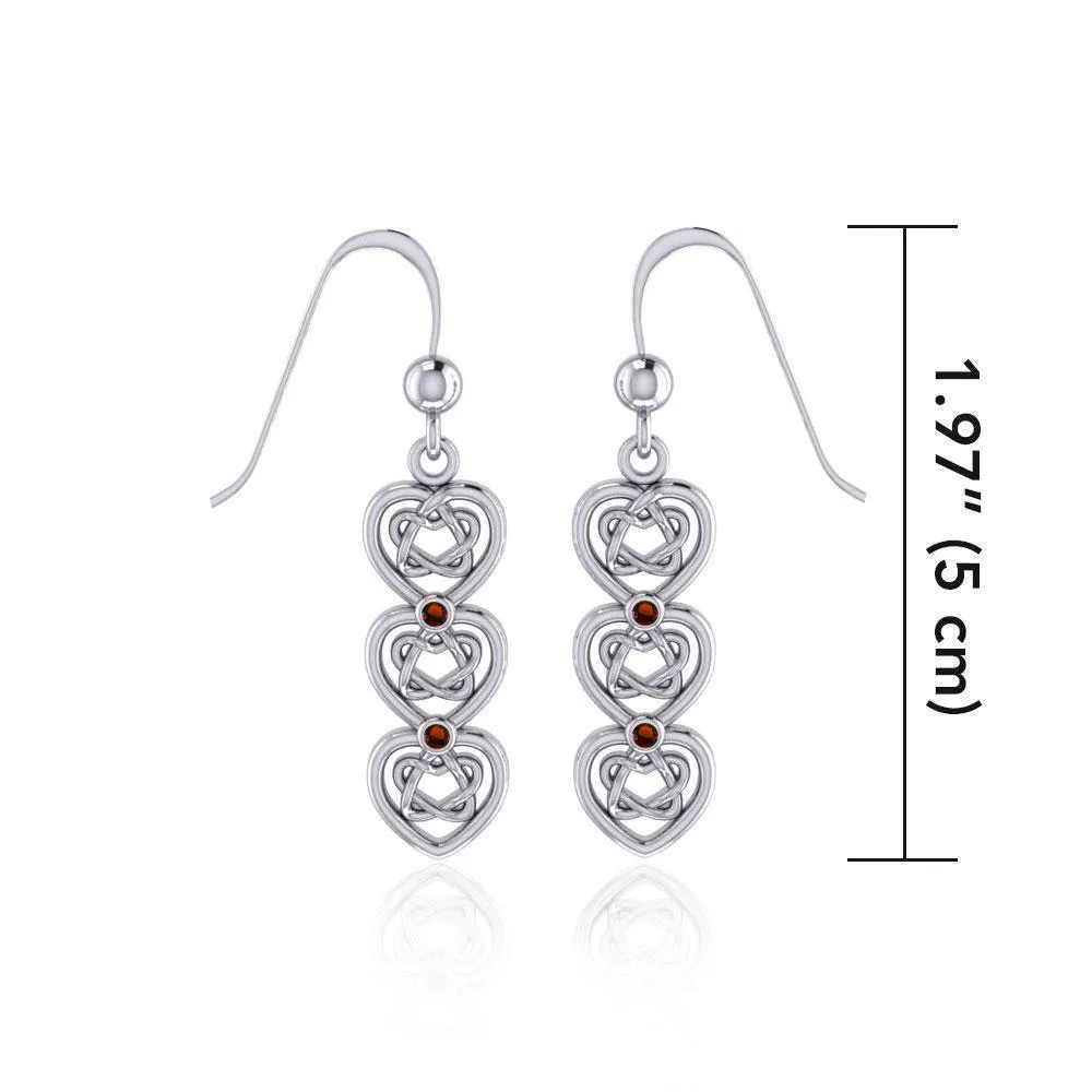 A love that goes on and on ~ Celtic Knotwork Heart Sterling Silver Dangle Earrings TER1689