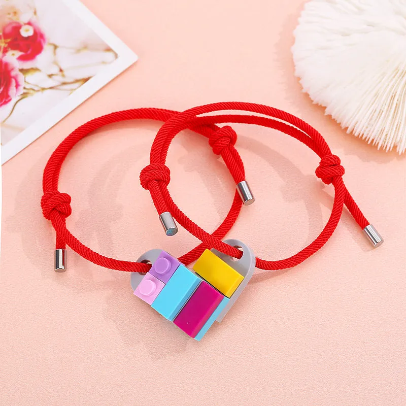 A Pair Of Milan Rope Building Blocks Assembling Love Couple Bracelets