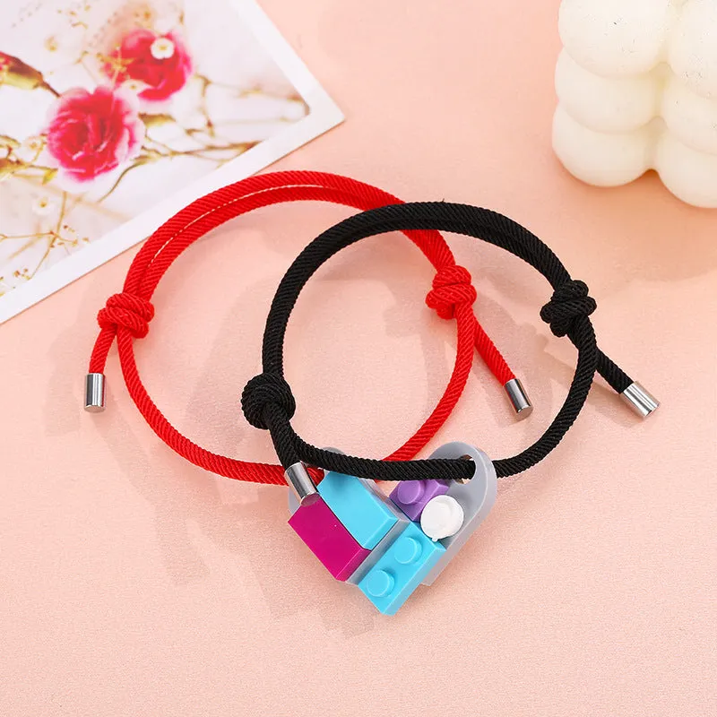 A Pair Of Milan Rope Building Blocks Assembling Love Couple Bracelets