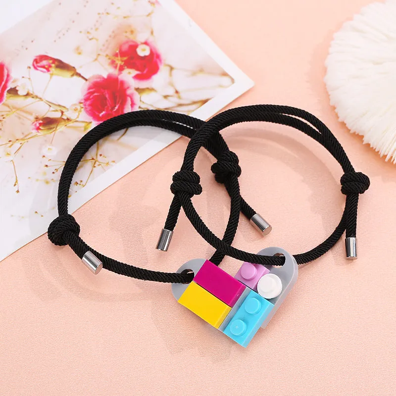 A Pair Of Milan Rope Building Blocks Assembling Love Couple Bracelets
