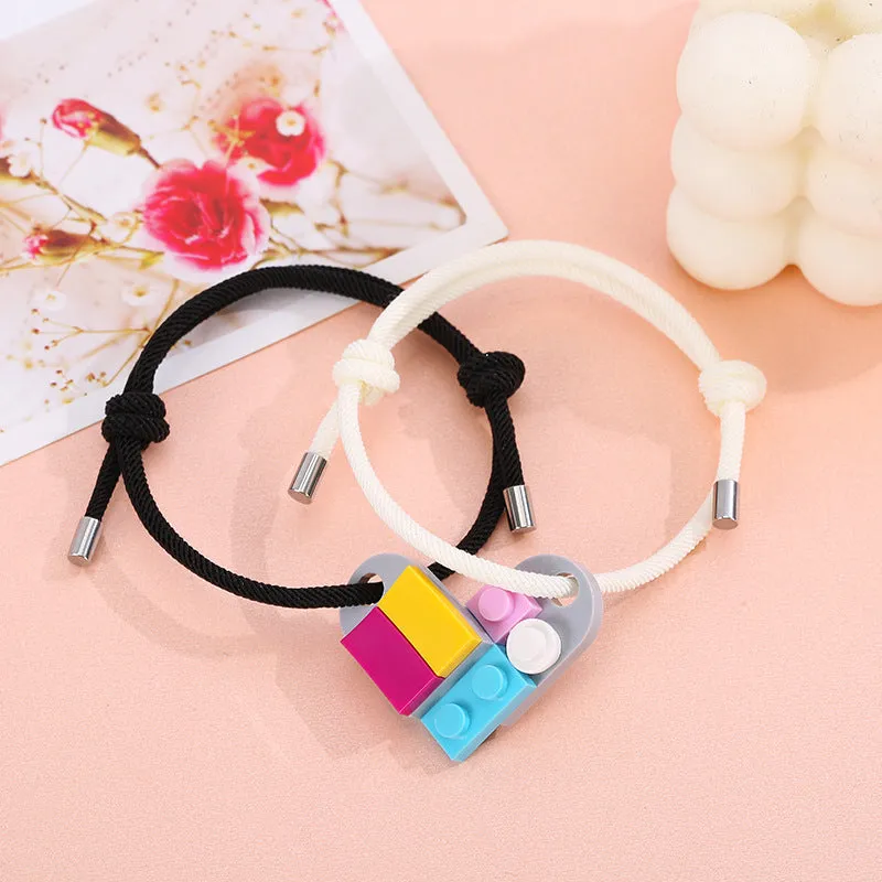 A Pair Of Milan Rope Building Blocks Assembling Love Couple Bracelets