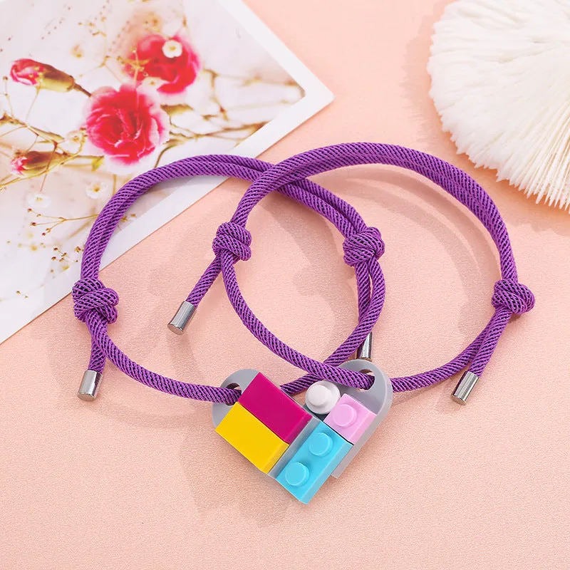 A Pair Of Milan Rope Building Blocks Assembling Love Couple Bracelets