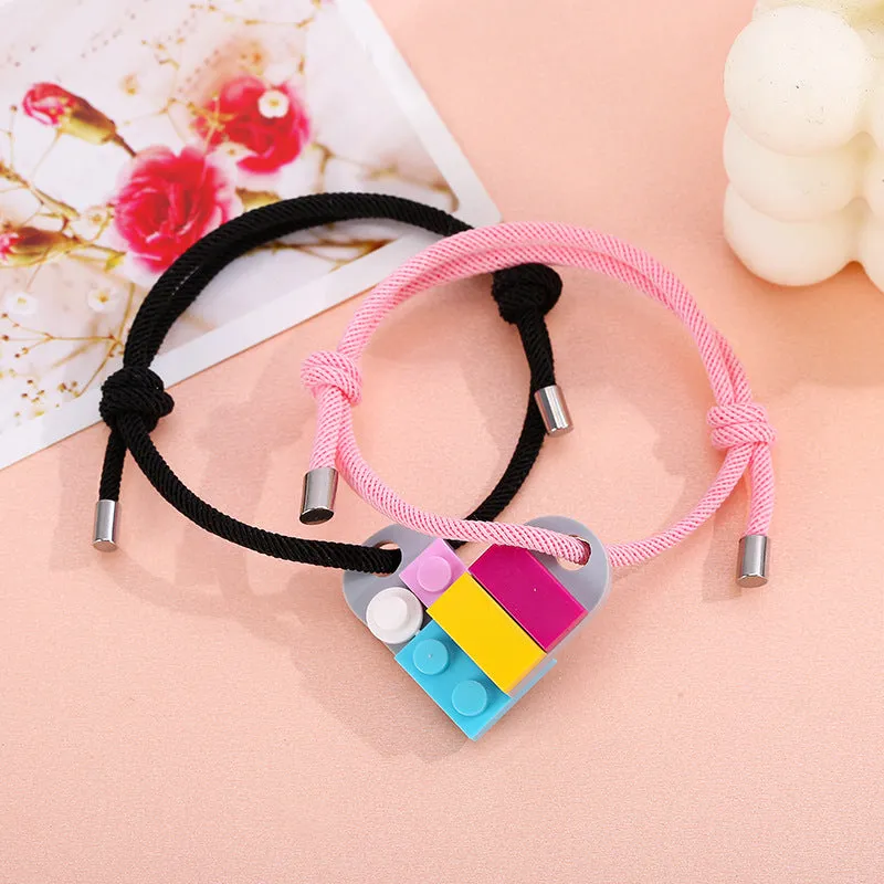 A Pair Of Milan Rope Building Blocks Assembling Love Couple Bracelets
