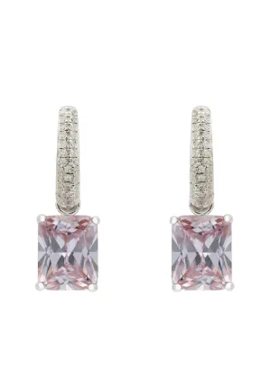Alexandra Rectangle Drop Earrings Silver Lilac Amethyst