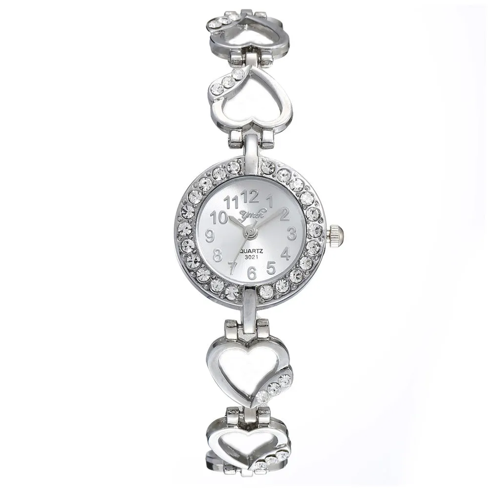 Alloy Set Watch Women's Brace Lace Bracelet Peach Heart String Quartz Watch