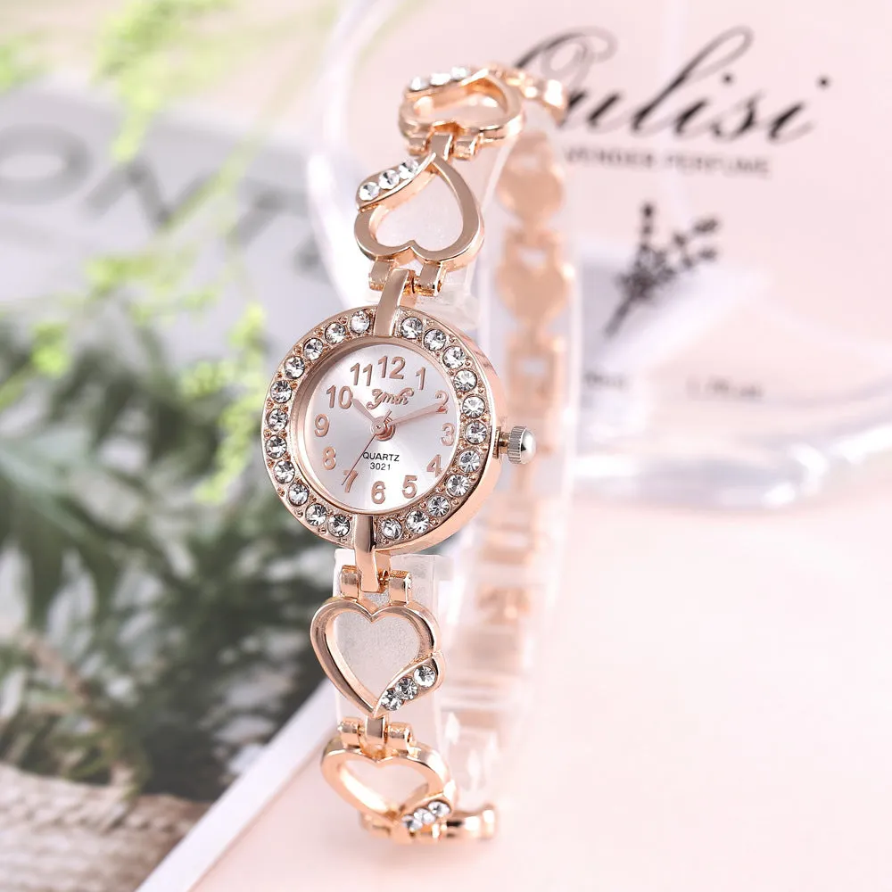 Alloy Set Watch Women's Brace Lace Bracelet Peach Heart String Quartz Watch