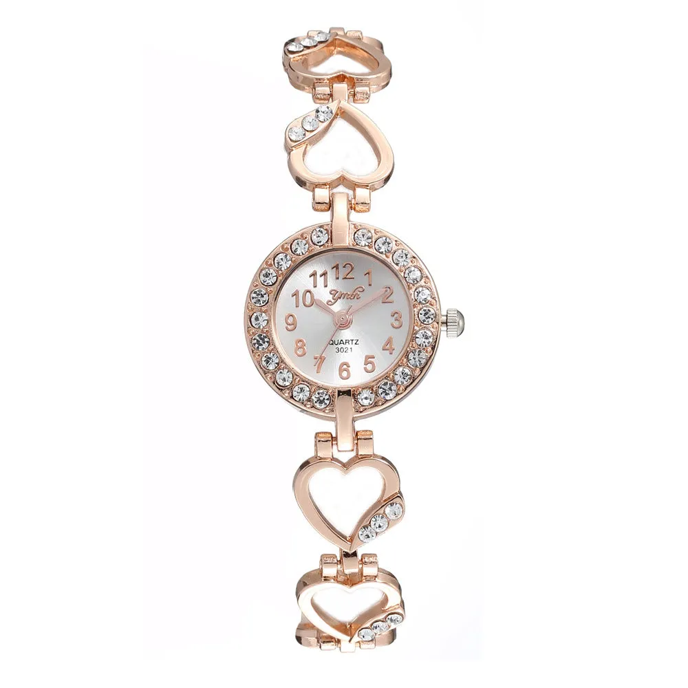 Alloy Set Watch Women's Brace Lace Bracelet Peach Heart String Quartz Watch