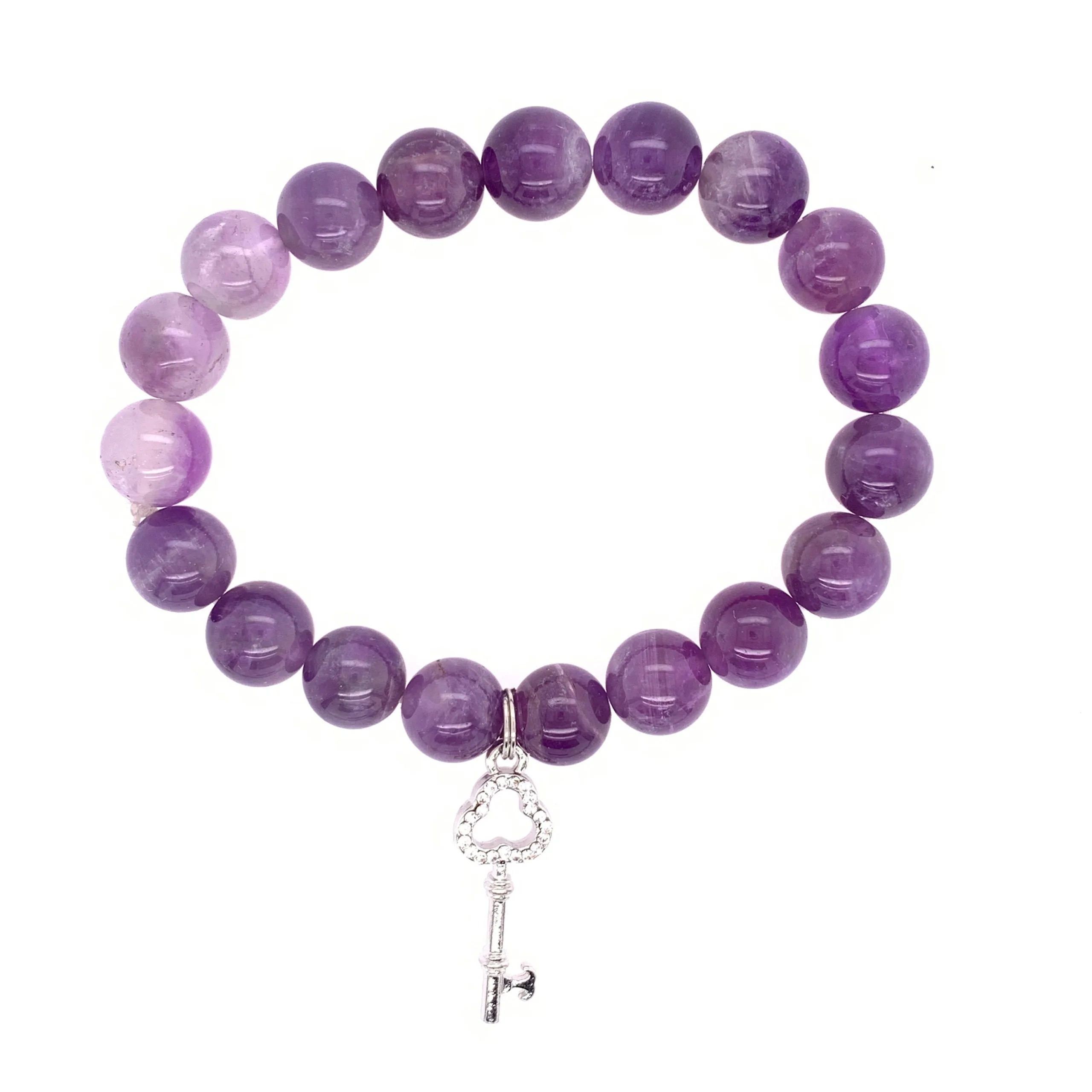 Amethyst Bracelet with Key Charm