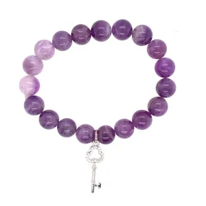 Amethyst Bracelet with Key Charm