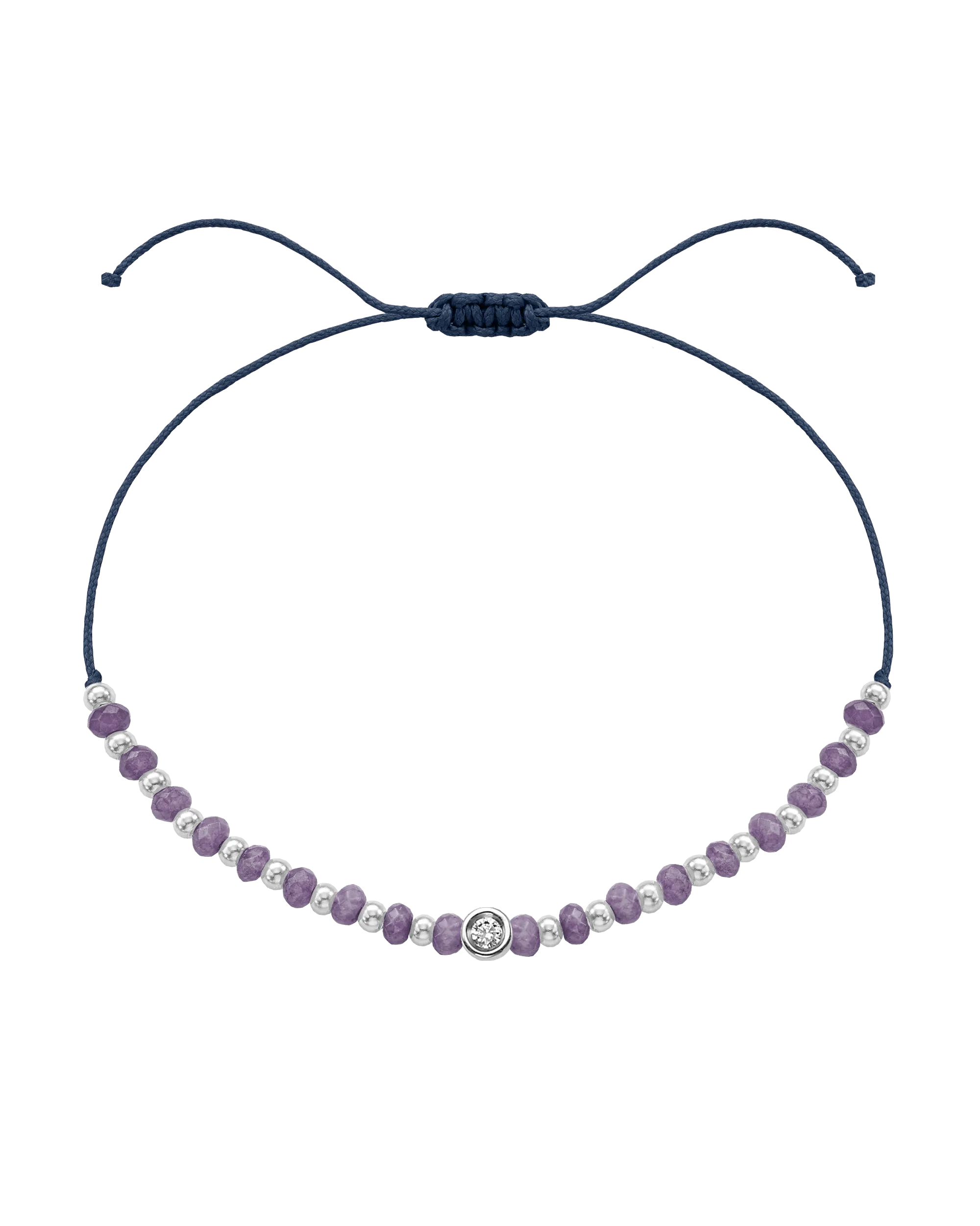Amethyst Gemstone String of Love Bracelet for Tranquility - 14K White Gold