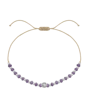 Amethyst Gemstone String of Love Bracelet for Tranquility - 14K White Gold