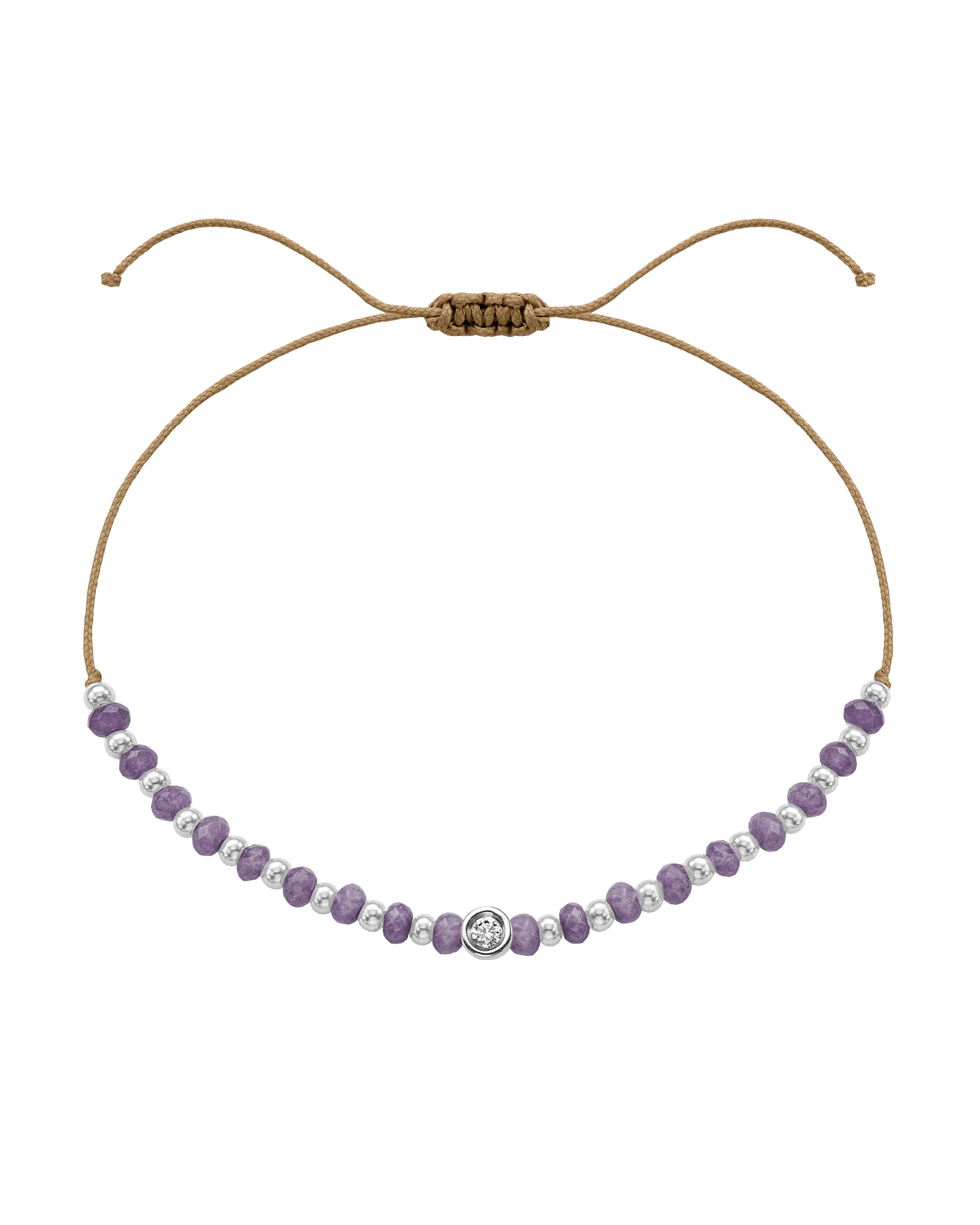 Amethyst Gemstone String of Love Bracelet for Tranquility - 14K White Gold