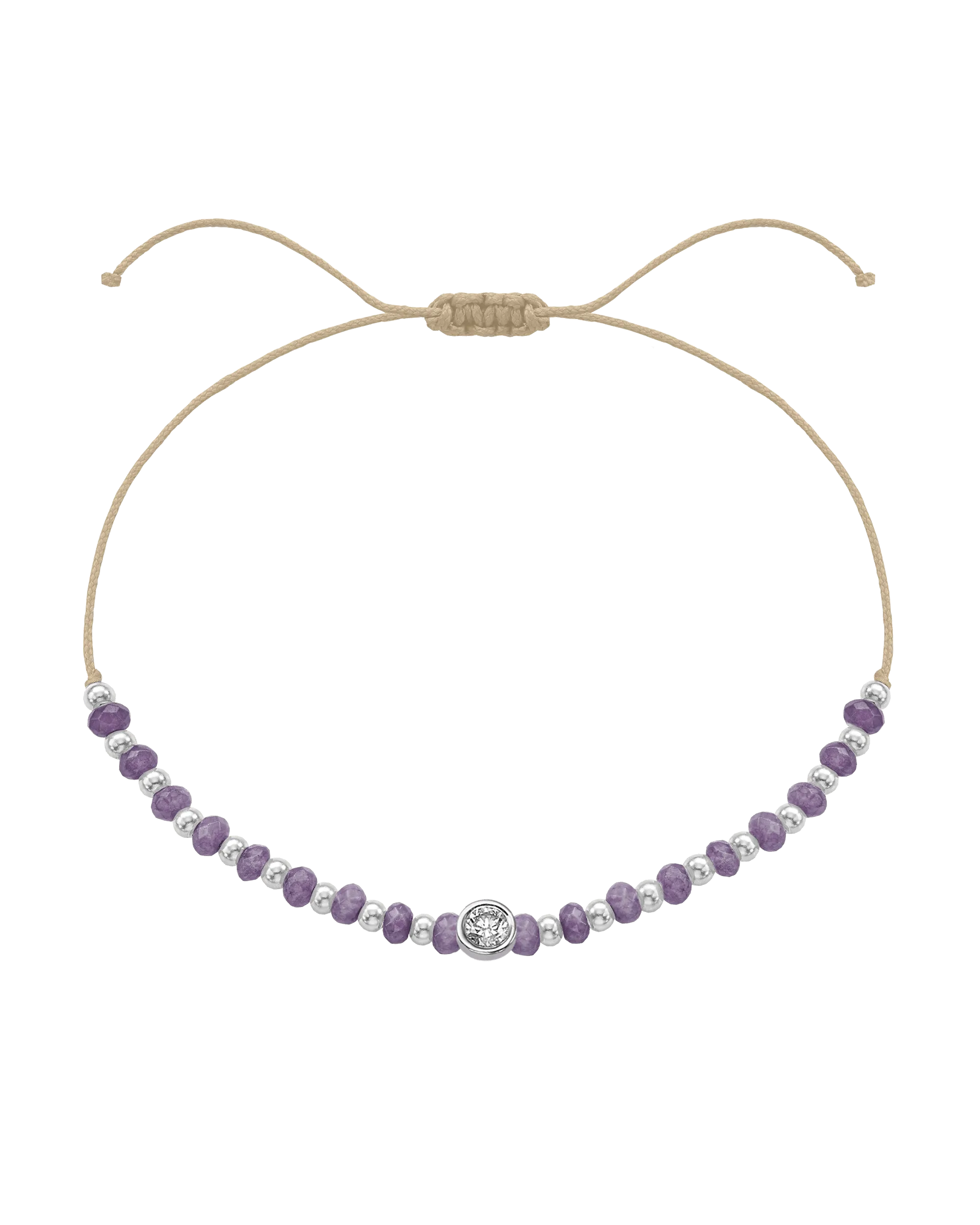 Amethyst Gemstone String of Love Bracelet for Tranquility - 14K White Gold