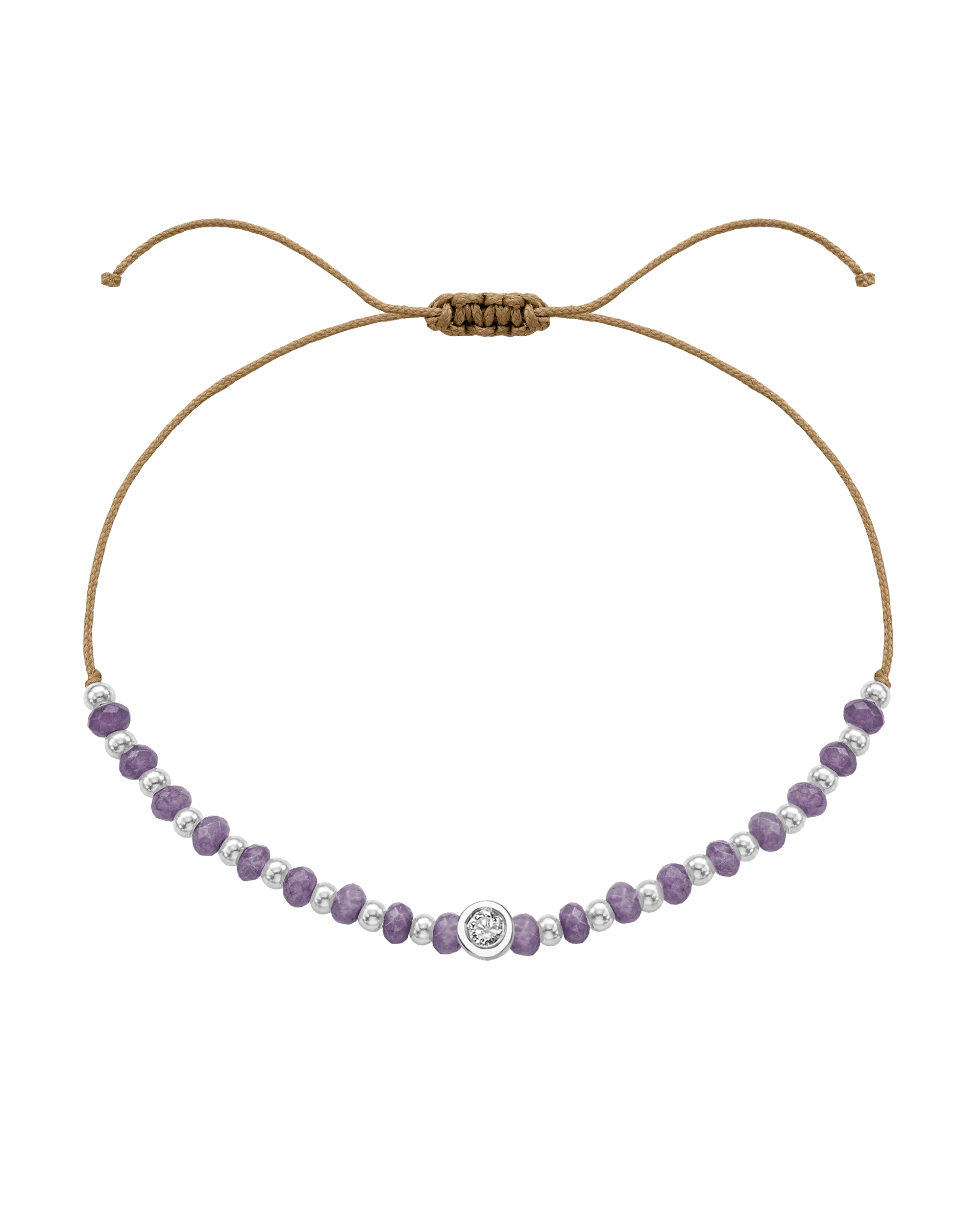 Amethyst Gemstone String of Love Bracelet for Tranquility - 14K White Gold