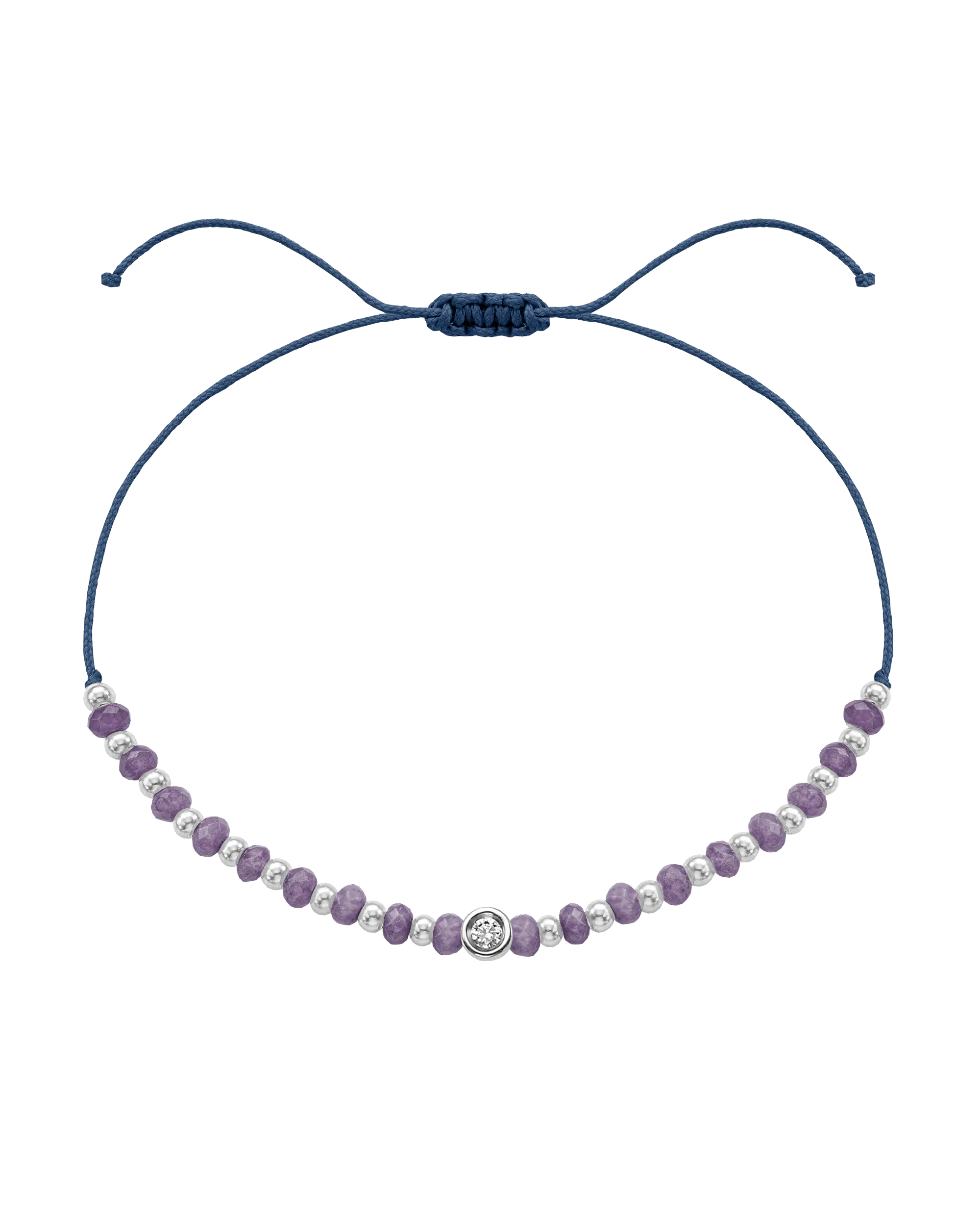 Amethyst Gemstone String of Love Bracelet for Tranquility - 14K White Gold