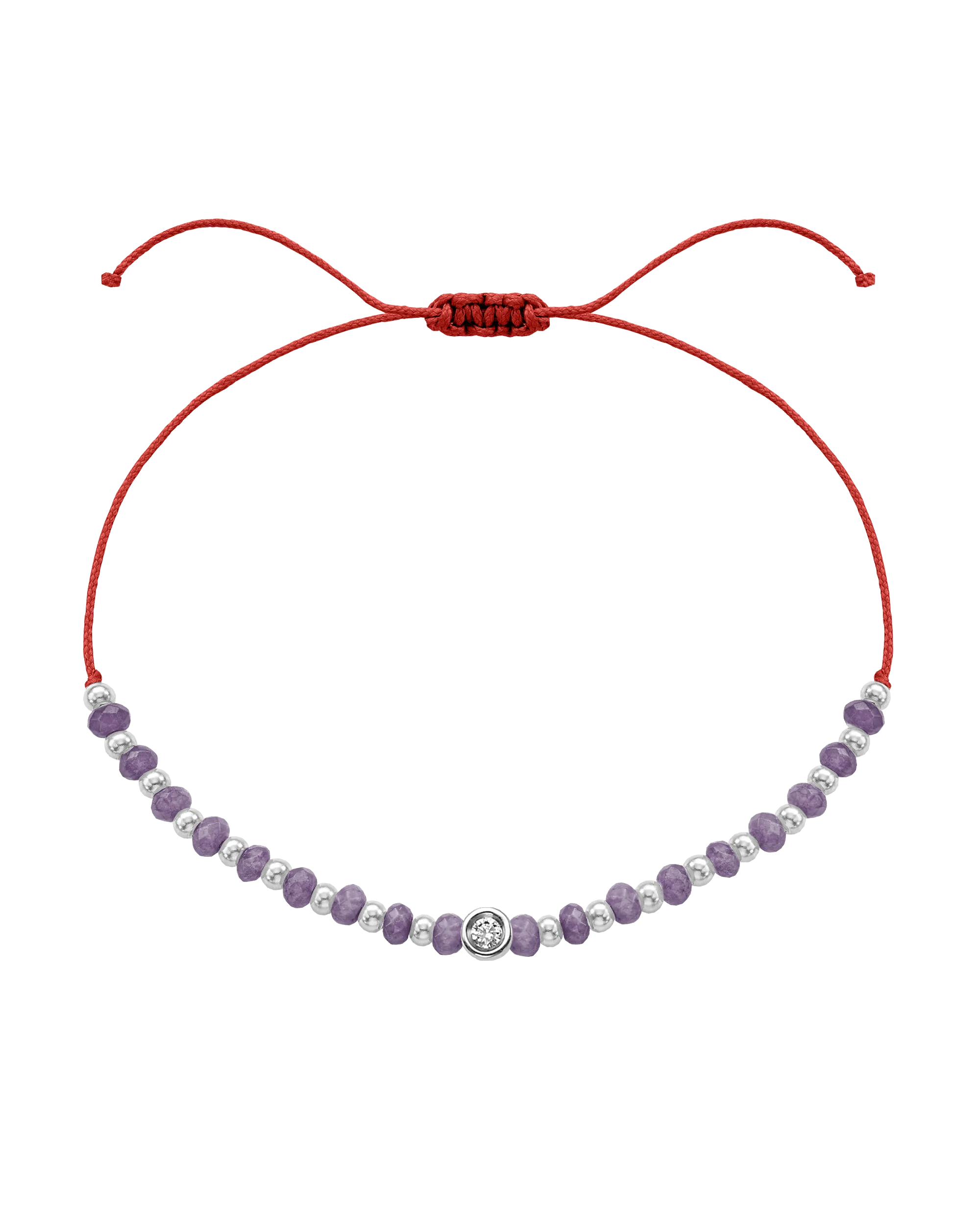 Amethyst Gemstone String of Love Bracelet for Tranquility - 14K White Gold