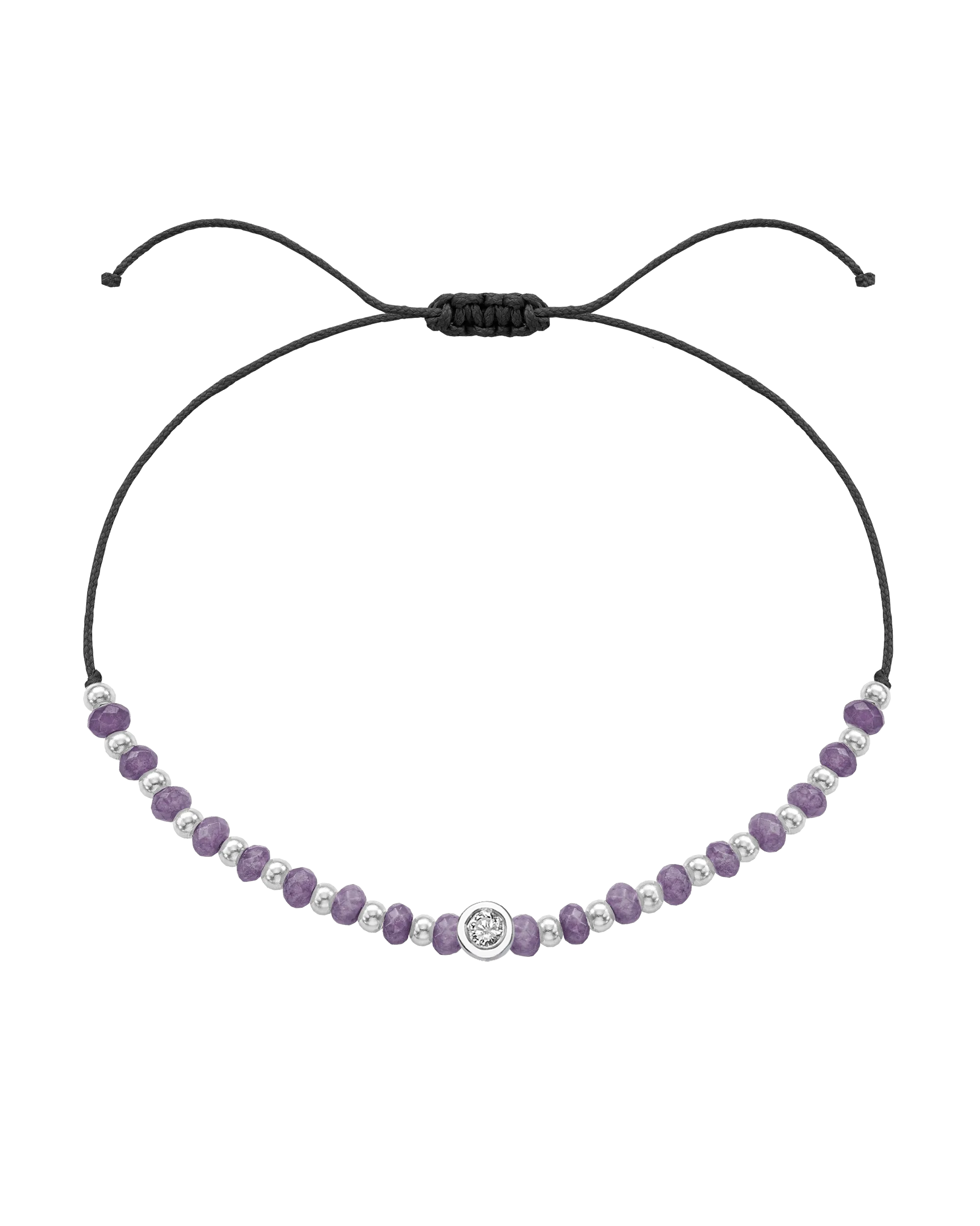 Amethyst Gemstone String of Love Bracelet for Tranquility - 14K White Gold